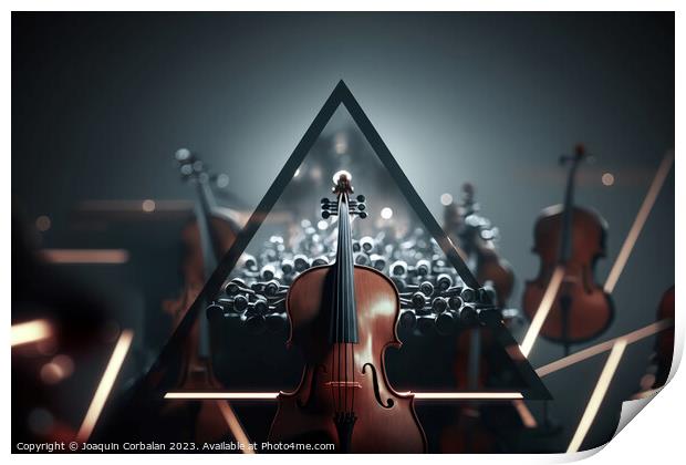 A violin in a symphony orchestra. Ai generated. Print by Joaquin Corbalan