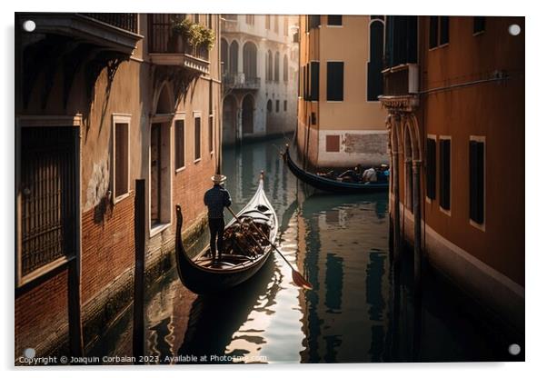 Sad and unused Venetian gondolas, tourists reject the decrepit c Acrylic by Joaquin Corbalan
