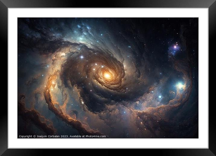 The creation of a new universe through a black hole that absorbs Framed Mounted Print by Joaquin Corbalan