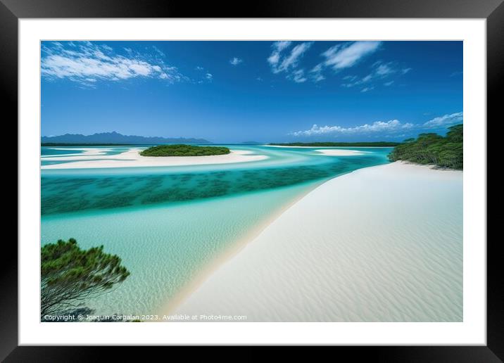 Tropical paradise beaches with white sand, negative space for co Framed Mounted Print by Joaquin Corbalan