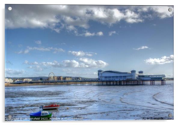 Majestic Pier in WestonsuperMare Acrylic by Les Schofield