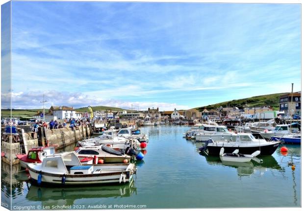 Westbay harbour  Canvas Print by Les Schofield