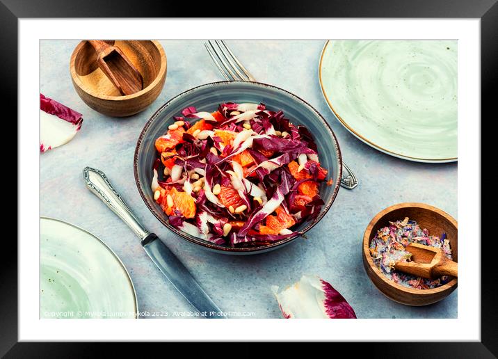 Colorful raw salad with chicory, healthy meal Framed Mounted Print by Mykola Lunov Mykola