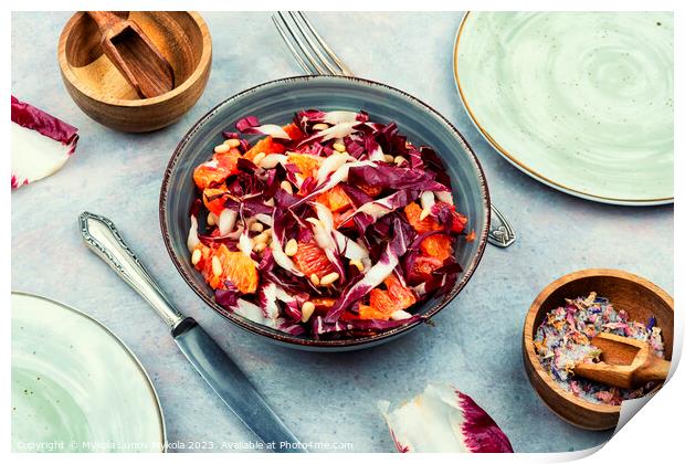 Colorful raw salad with chicory, healthy meal Print by Mykola Lunov Mykola