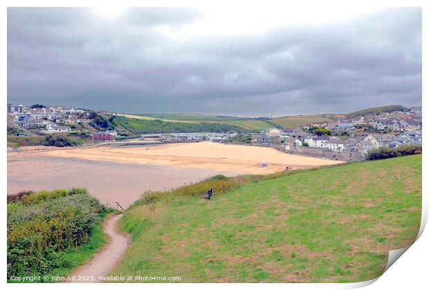 Porth beach, Newquay, Cornwall. Print by john hill