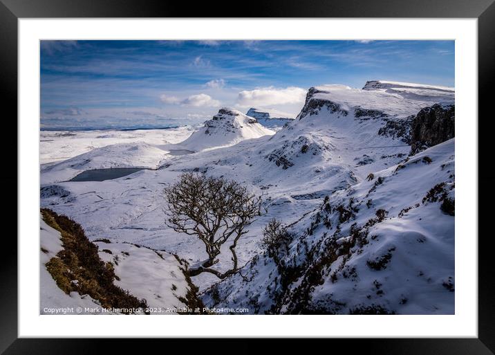 Quiraing Lone Tree Framed Mounted Print by Mark Hetherington