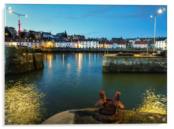St Monans Harbour at night  Acrylic by Anthony McGeever