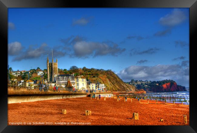 Tranquil Teignmouth Bay Framed Print by Les Schofield