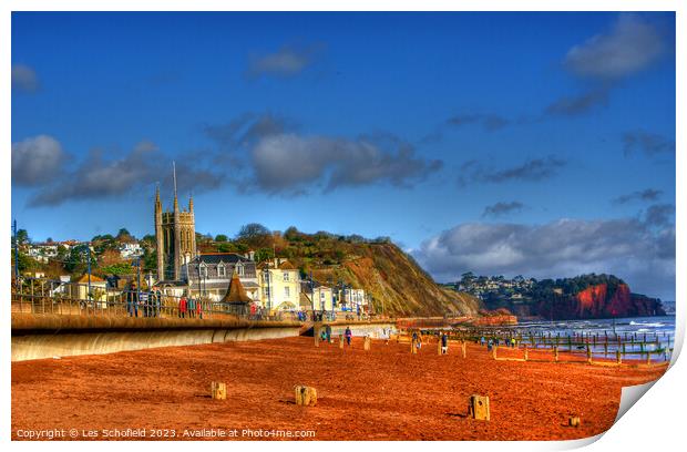 Tranquil Teignmouth Bay Print by Les Schofield