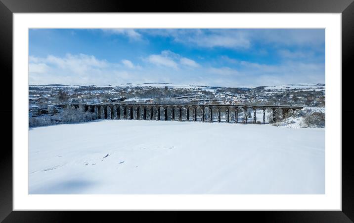 Penistone Viaduct Snow Framed Mounted Print by Apollo Aerial Photography