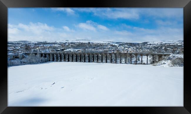 Penistone Viaduct Snow Framed Print by Apollo Aerial Photography