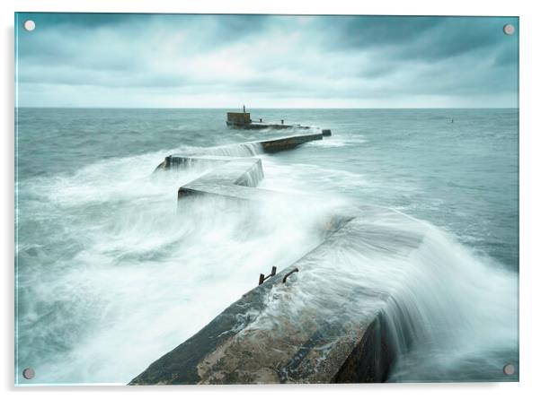 St Monans Breakwater Zig Zag Pier  Acrylic by Anthony McGeever