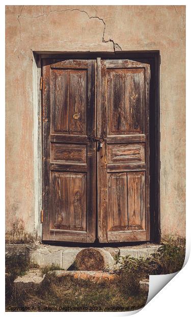 Old shabby faded wooden doors  Print by Lana Topoleva