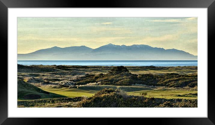 Royal Troon Golf Club and Arran mountains Framed Mounted Print by Allan Durward Photography