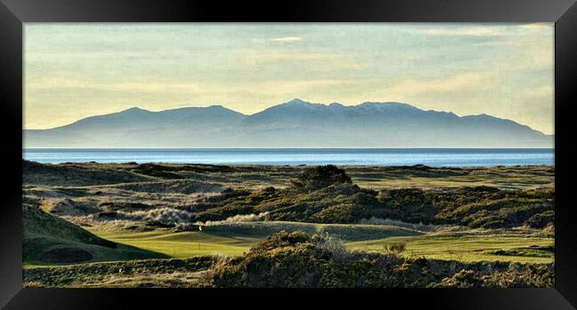 Royal Troon Golf Club and Arran mountains Framed Print by Allan Durward Photography