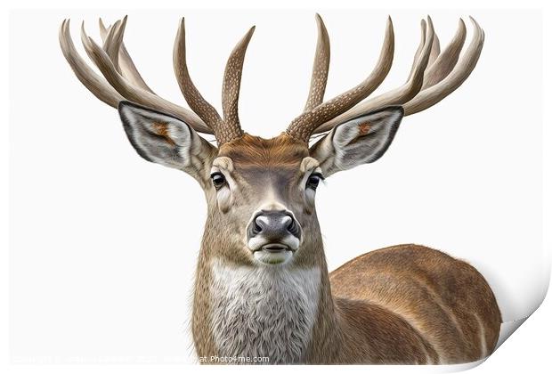 Illustration of a beautiful deer. Ai generated. Print by Joaquin Corbalan