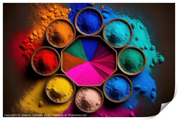 Colored chalk powder for the Indian festival of Holi, viewed fro Print by Joaquin Corbalan