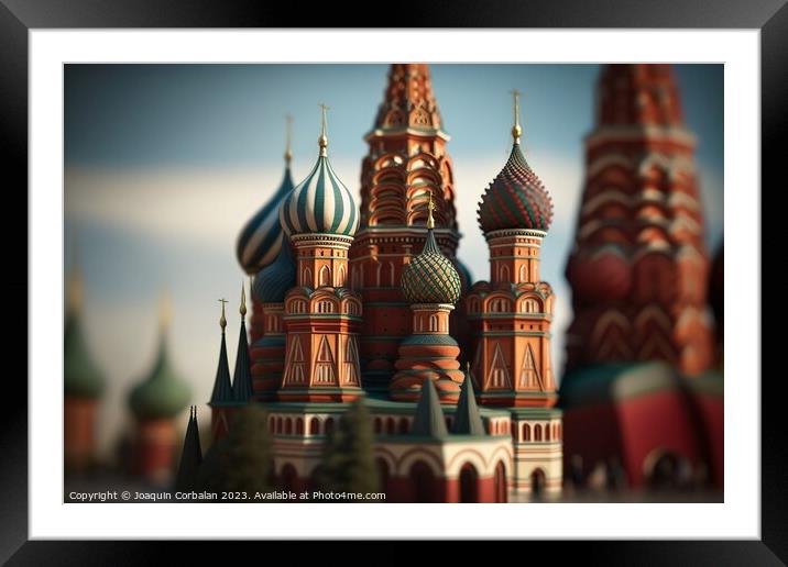 Typical Russian orthodox cathedral, mockup style illustration of Framed Mounted Print by Joaquin Corbalan