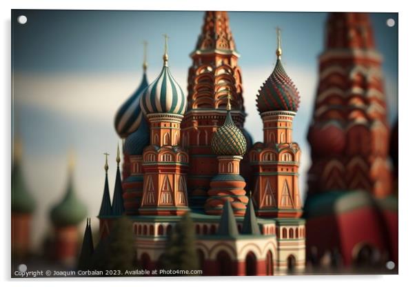 Typical Russian orthodox cathedral, mockup style illustration of Acrylic by Joaquin Corbalan