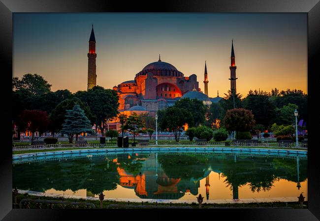 Hagia Sophia at Dawn in Istanbul Framed Print by Artur Bogacki