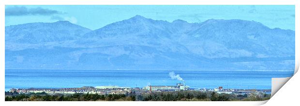 Over Troon to Arran and its montains Print by Allan Durward Photography