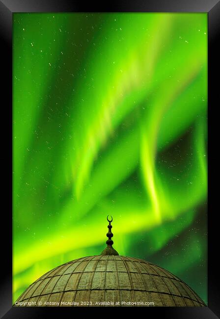 Istanbul Mosque Dome Aurora Sky Framed Print by Antony McAulay