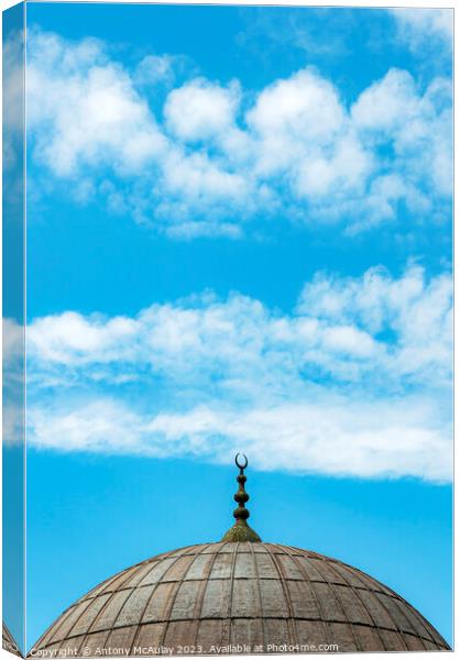Istanbul Mosque Dome Blue Sky Canvas Print by Antony McAulay
