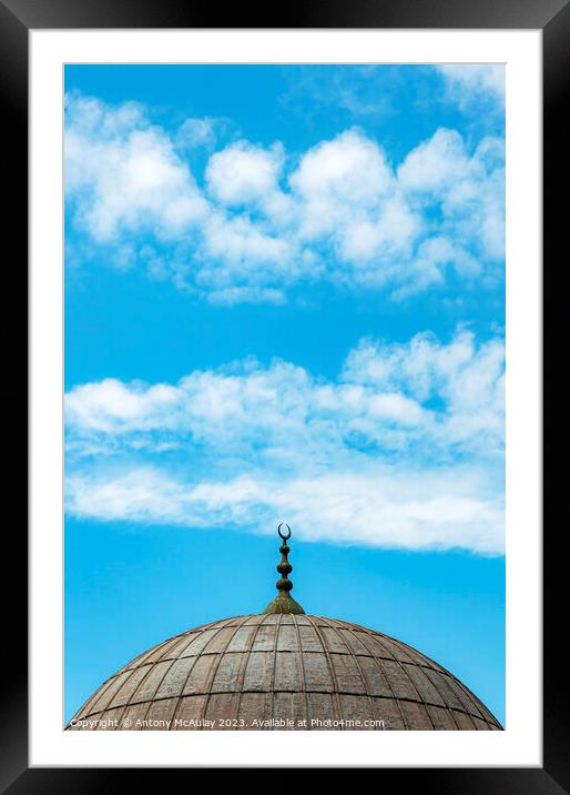 Istanbul Mosque Dome Blue Sky Framed Mounted Print by Antony McAulay