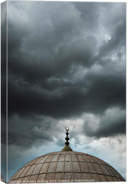 Istanbul Mosque Dome Overcast Sky Canvas Print by Antony McAulay