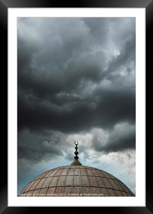 Istanbul Mosque Dome Overcast Sky Framed Mounted Print by Antony McAulay