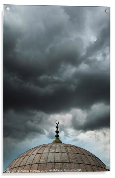 Istanbul Mosque Dome Overcast Sky Acrylic by Antony McAulay