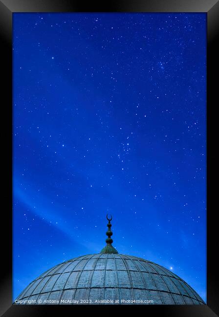 Istanbul Mosque Dome Starry Night Sky Framed Print by Antony McAulay
