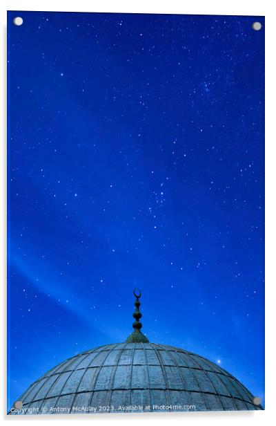 Istanbul Mosque Dome Starry Night Sky Acrylic by Antony McAulay