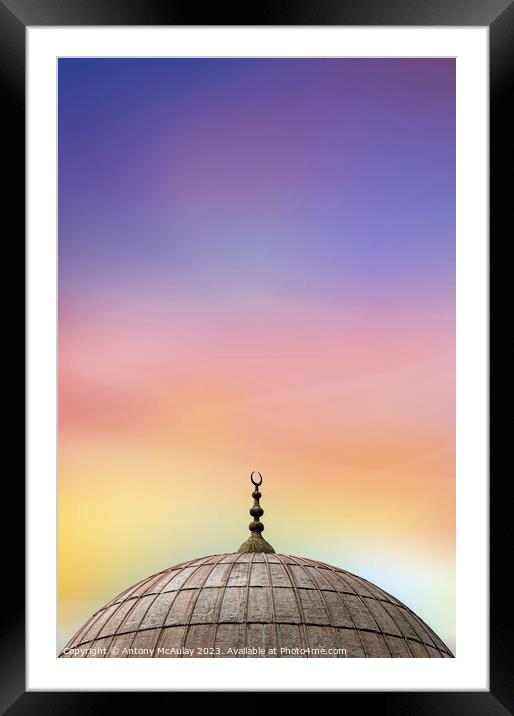Istanbul Mosque Dome Sunrise Sky Framed Mounted Print by Antony McAulay