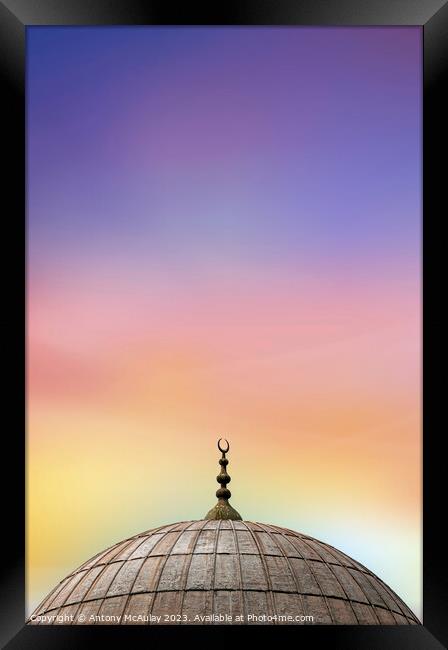 Istanbul Mosque Dome Sunrise Sky Framed Print by Antony McAulay