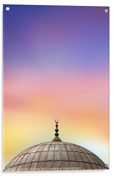Istanbul Mosque Dome Sunrise Sky Acrylic by Antony McAulay