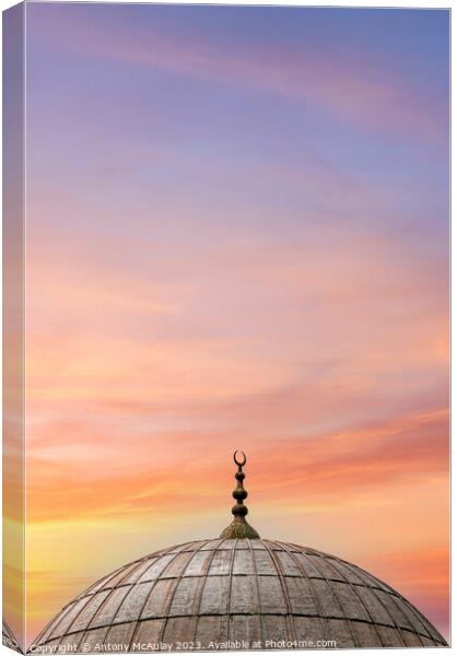 Istanbul Mosque Dome Sunset Sky Canvas Print by Antony McAulay