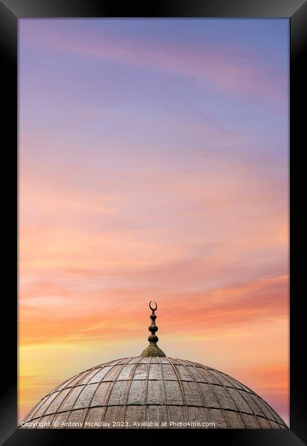 Istanbul Mosque Dome Sunset Sky Framed Print by Antony McAulay