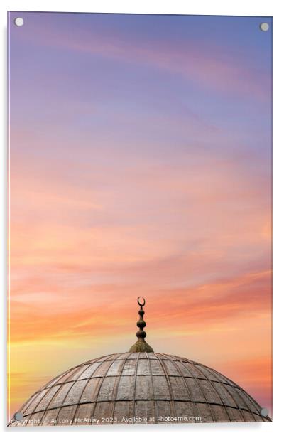 Istanbul Mosque Dome Sunset Sky Acrylic by Antony McAulay