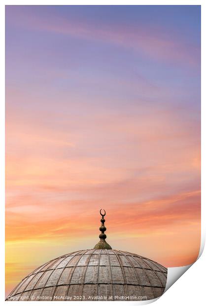 Istanbul Mosque Dome Sunset Sky Print by Antony McAulay