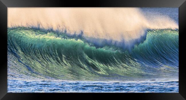 A Breaking Wave in Cornwall Framed Print by Geoff Tydeman