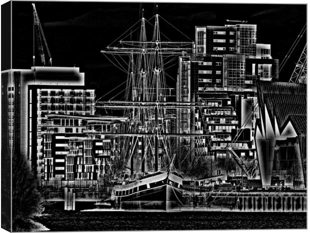 Tall ship Glenlee, Glasgow  (pencil sketch abstrac Canvas Print by Allan Durward Photography
