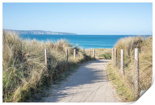 A Serene Path to Gwithian Beach Print by Graham Custance