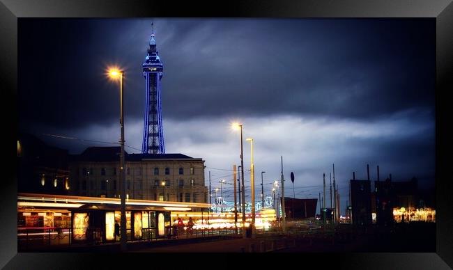 Blackpool at Night Framed Print by Victor Burnside