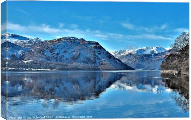Majestic Ullswater Lake in Winter Canvas Print by Les Schofield