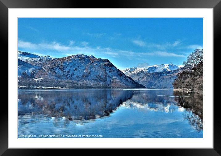 Majestic Ullswater Lake in Winter Framed Mounted Print by Les Schofield
