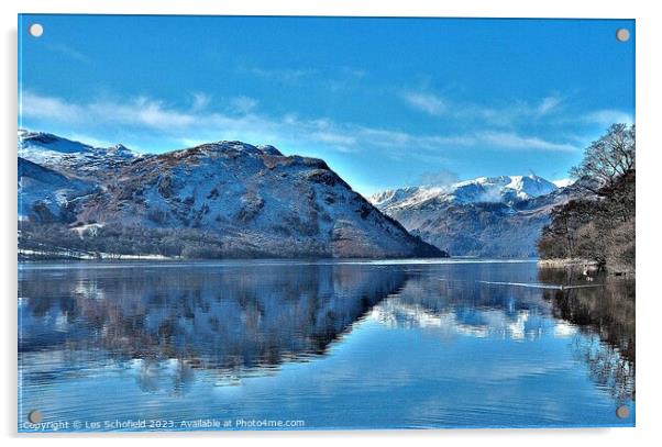 Majestic Ullswater Lake in Winter Acrylic by Les Schofield