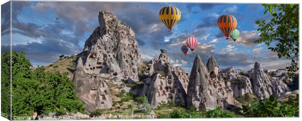 View of the Spectacular Immense Uchisar cave castle Cappadocia Canvas Print by Paul E Williams