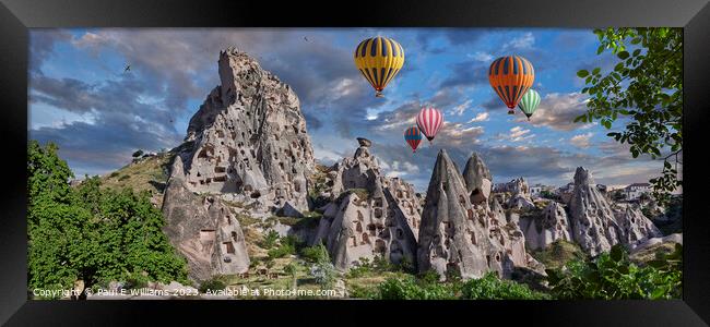 View of the Spectacular Immense Uchisar cave castle Cappadocia Framed Print by Paul E Williams