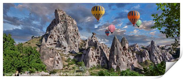View of the Spectacular Immense Uchisar cave castle Cappadocia Print by Paul E Williams